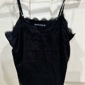 A&Fitch Y2K Black Lace Trim Cami Top. Babydoll, ballet-core, Stage Coach